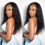 European and American wigs made of real human hair, 4x4 front lace, middle parting, water curly, headgear for foreign trade and cross-border wholesale