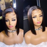 10A Straight Bob 13*4frontal lace wig 200% density human hai