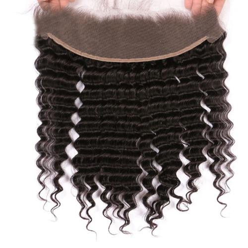 Brazilian human hair deep wave lace frontal, Brazilian hair block, curly hair, hand-woven real hair