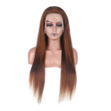 13*4 Straight Lace Front Human Hair Wig Full Head Wig Human Hair Cross-Border Brown