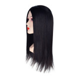 Wig made of natural hair, lightweight, finely woven, full head style, long straight hair, can be bleached, permed, and dyed, in stock at the factory, for women