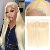 13*4 blonde transparent lace human hair frontal closure