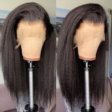 Kinky Straight Human hair Yaki Brazilian 200%13*4Frontalwigs