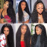 13*4 180% density human hair front lace wig jerry curly long curly hair