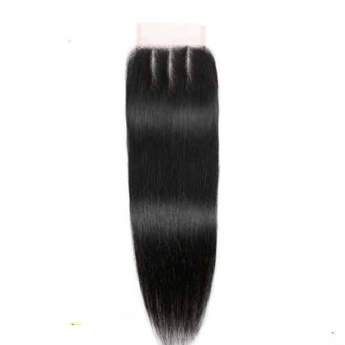 4*4 Lace Closures Human Hair Handmade Straight Hairpiece