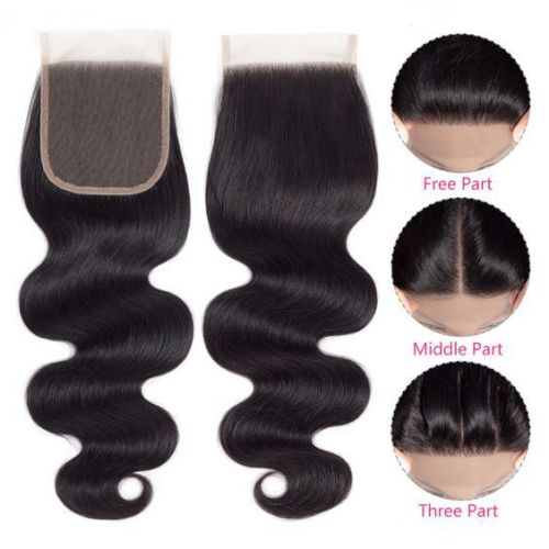 Cross-border European, American, and African wigs, 4*4 transparent lace, real human hair, smooth hair lace block, large wave body wave