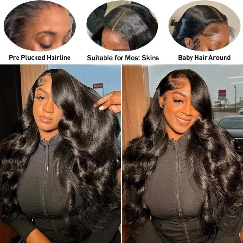 13*4 Body Waver Real Human Hair Wig, Cross-Border Exclusive Foreign Trade Wig for Women with Big Waves