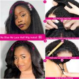 Cross-border HalfWig3in1HumanHairKinkyStraight European and American Wig Real Human Hair