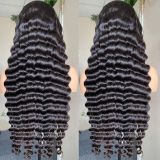 Front lace human hair full wig 4*4 closure deep wave human hair wigs