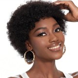 Human hair Afro curly short wig