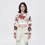 1295CroppedBaseballJacket Embroidered Short Long-Sleeve Single-Breasted Baseball Jacket New Autumn Style