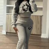 FC1262 European and American cross-border fashion autumn and winter high-end popular U-series sports long-sleeve straight pants and sweatshirt set