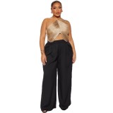 New European and American cross-border fashion sexy halter neck strap irregular tassel short backless top for women