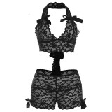 Y11028 European and American cross-border fashion women's lace sexy halter neck bow suit