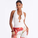 Cross-border European and American summer new style foreign trade sexy slim-fit backless lace-up tank top for women wholesale