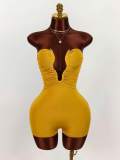 Cross-border European and American summer new fashion sexy off-shoulder hollow-out metal buckle strapless sleeveless jumpsuit women's clothing