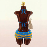 Cross-border European and American summer new fashion sexy halter neck tie-back backless jumpsuit for women