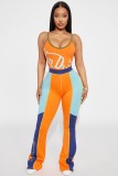 Cross-border European and American summer fashion casual printed jumpsuit with suspenders, slim-fit bodycon long pants set for women