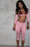 Cross-border European and American spring new foreign trade halter neck bikini polka dot top and tight-fitting cropped pants three-piece set for women