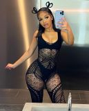 Y0988 European and American cross-border fashion women's sexy hollow-out jumpsuit