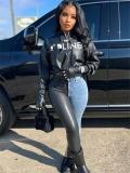 FC1305 European and American fashion cross-border women's street style PU leather loose hooded sweatshirt