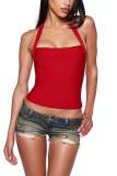 New European and American cross-border fashion solid color halter neck strap elastic ribbed slim-fit camisole top for women
