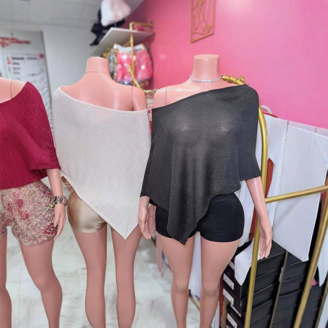 Y300878 Irregular Design Cape Shawl for Women, Loose and Casual Thin Sweater Set for Spring and Summer