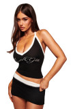 FC1462 European and American cross-border sexy halter-neck printed sexy halter-neck strap bodycon short skirt fashion two-piece set for women
