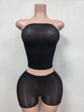Y37 European and American cross-border fashion women's strapless sexy sheer suit with shorts