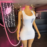 Y15 European and American cross-border fashion women's letter print tank top mini dress