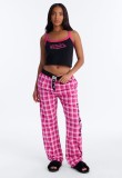 Cross-border European and American summer new fashion casual letter print camisole top and plaid long pants women's outfit
