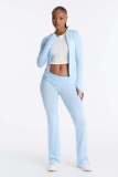 Cross-border European and American new fashion sports slim-fit printed letter long-sleeve jacket and tight-fitting pants women's outfit