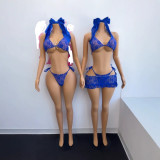 Y20 European and American cross-border fashion women's sexy lace three-piece set