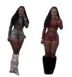 Y610 European and American cross-border new sexy leopard print two-piece women's outfit with shorts for hot girls