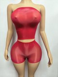 Y37 European and American cross-border fashion women's strapless sexy sheer suit with shorts