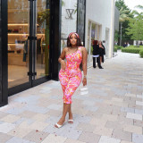 Cross-border European and American foreign trade fashion sexy printed one-shoulder cropped jumpsuit, printed one-shoulder top and shorts set