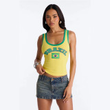 Cross-border European and American foreign trade wholesale INS letter and country print women's sleeveless tank top