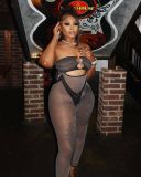 Y11057 European and American new style women's solid color strapless backless slim-fit sexy mesh hollow-out patchwork one-piece knitwear