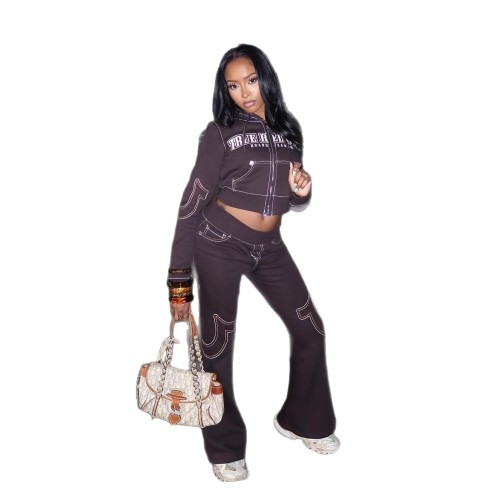 1400 Embroidered Sweatsuit Embroidered sweatshirt sports suit