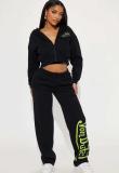FC1443 European and American cross-border cardigan sweatshirt drawstring sweatpants street dance high-waisted versatile casual fashion women's outfit