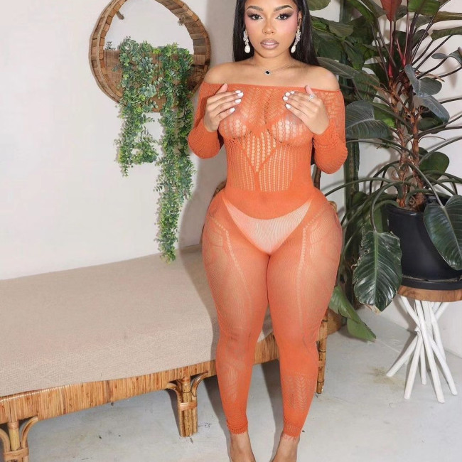 Y0347 European and American cross-border fashion women's mesh see-through sexy jumpsuit