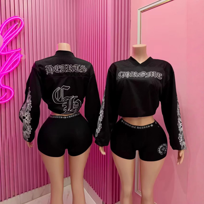 Y301333 Limited Edition Hockey Jersey Set with Floral Sleeves, Long Sleeve Couple Style, Exclusively for Cross-Border Sales, American Style