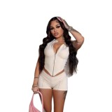 FC1376 European and American fashion cross-border women's clothing solid color tight tank top sexy shorts set