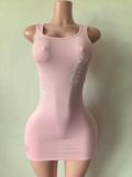 Y15 European and American cross-border fashion women's letter print tank top mini dress
