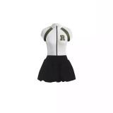 Y110180 American retro western style zippered sleeveless t-shirt for women, unique and sexy short outfit for hot girls