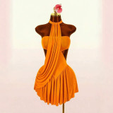 New European and American cross-border fashion sexy halter neck asymmetrical tie strap slim-fit short dress for women