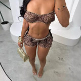 Y11050 New European and American Cross-Border Leopard Print Sexy Slim-Fit Seductive Camisole Lightweight Breathable Mid-Waist Shorts Set