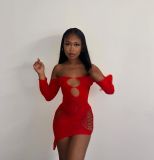 Y0890 European and American cross-border fashion women's mesh see-through sexy dress