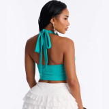 Cross-border European and American summer new style foreign trade sexy slim-fit backless lace-up tank top for women wholesale