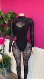 Y300913 New Women's Slim-Fit Sexy Long-Sleeve Mesh Bodysuit, Popular Cross-Border Item